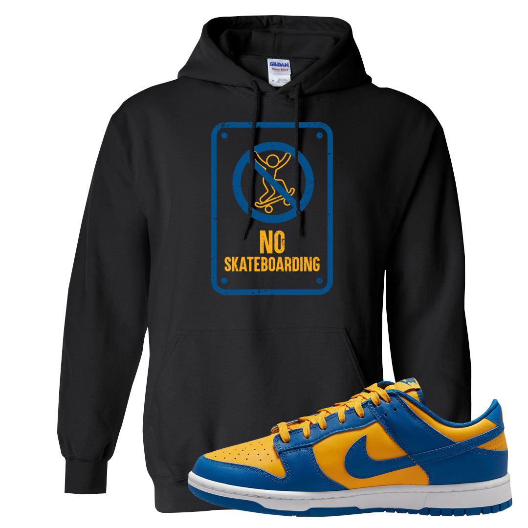 Blue Yellow White Low Dunks Hoodie | No Skating Sign, Black