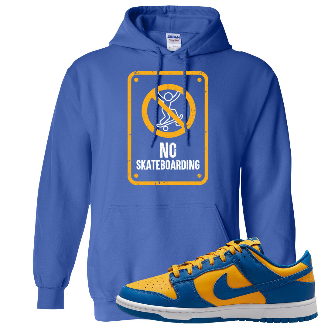 Blue Yellow White Low Dunks Hoodie | No Skating Sign, Royal