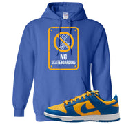 Blue Yellow White Low Dunks Hoodie | No Skating Sign, Royal