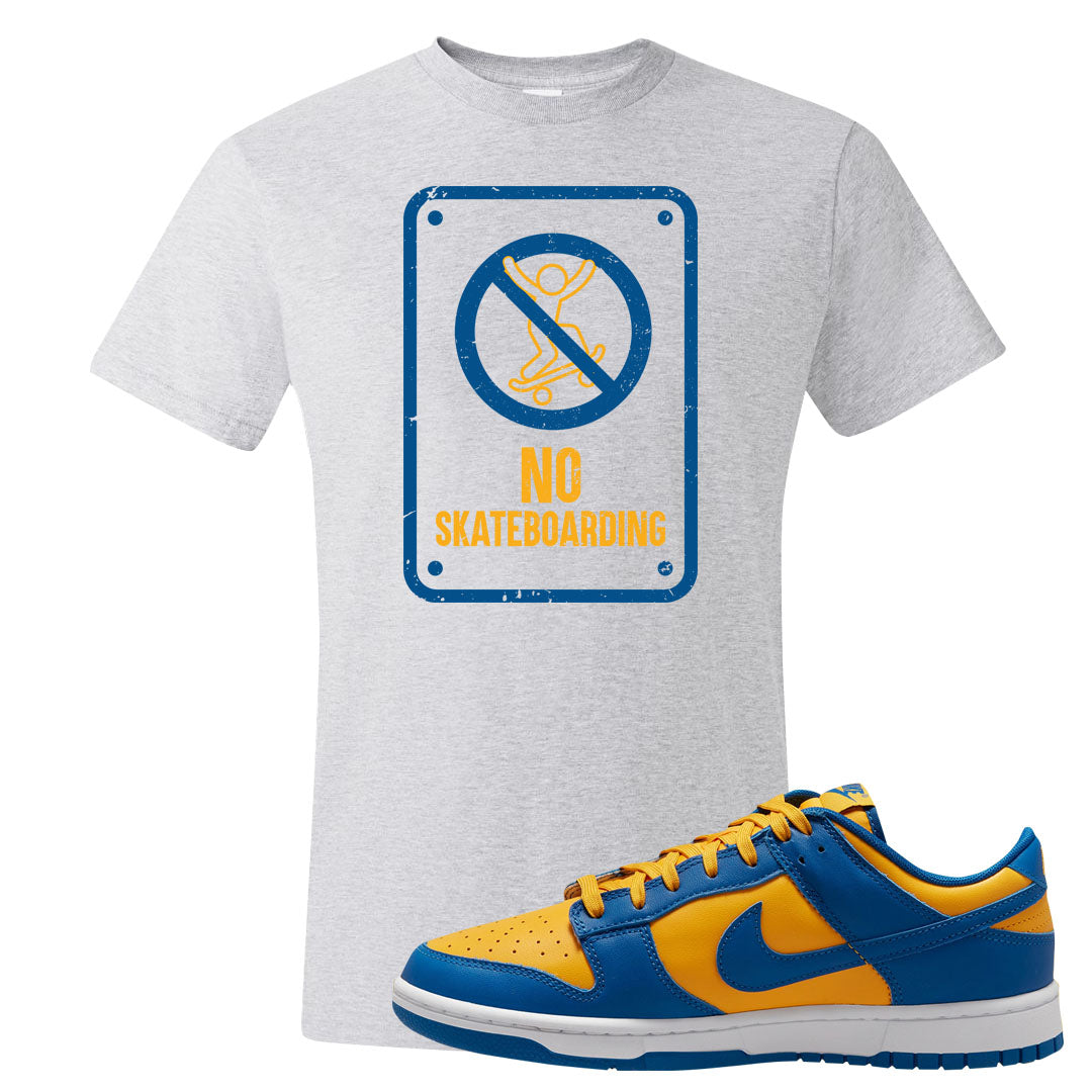 Blue Yellow White Low Dunks T Shirt | No Skating Sign, Ash