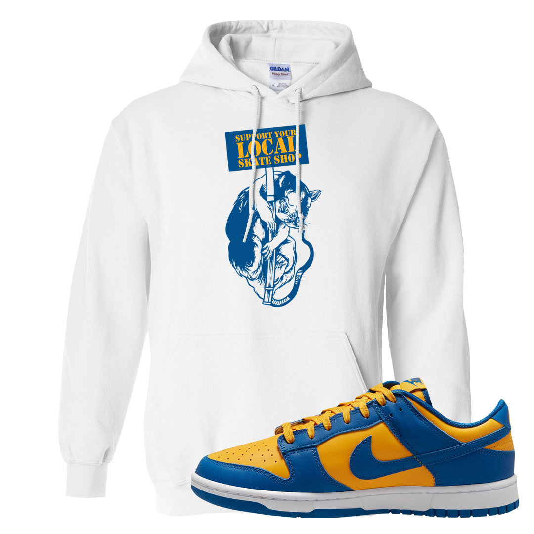 Blue Yellow White Low Dunks Hoodie | Support Your Local Skate Shop, White