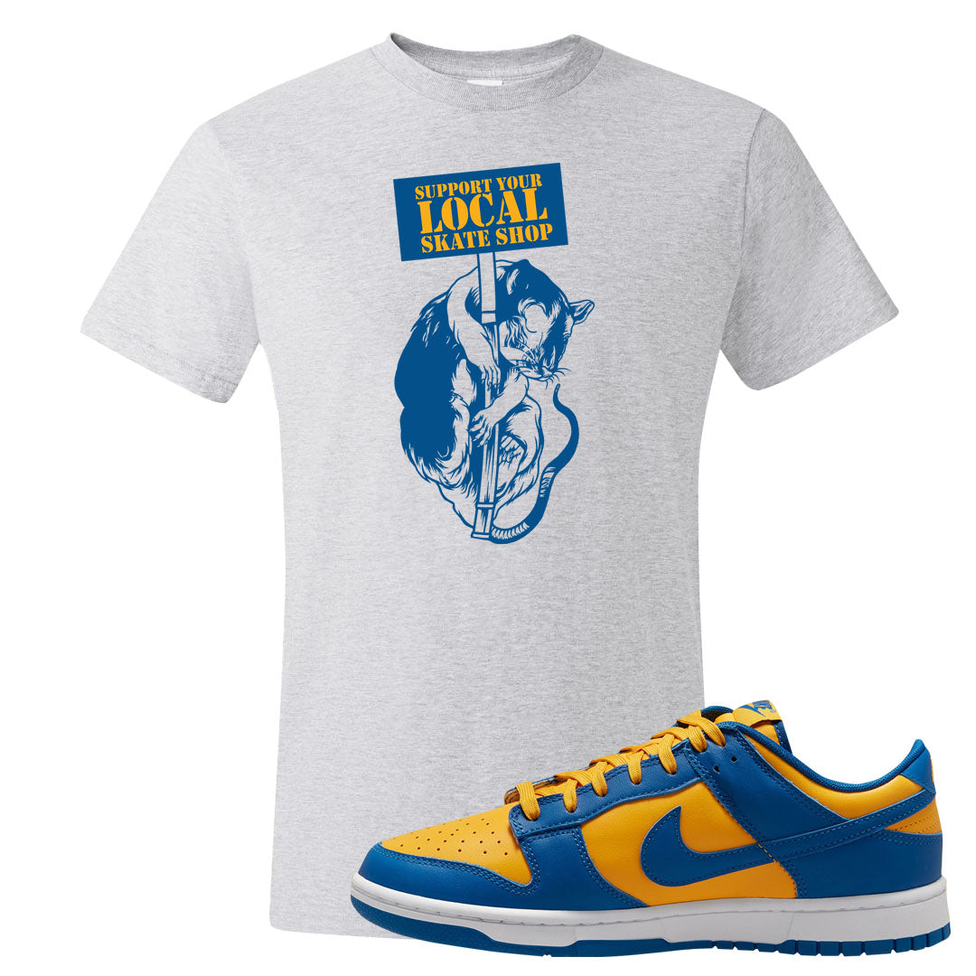 Blue Yellow White Low Dunks T Shirt | Support Your Local Skate Shop, Ash