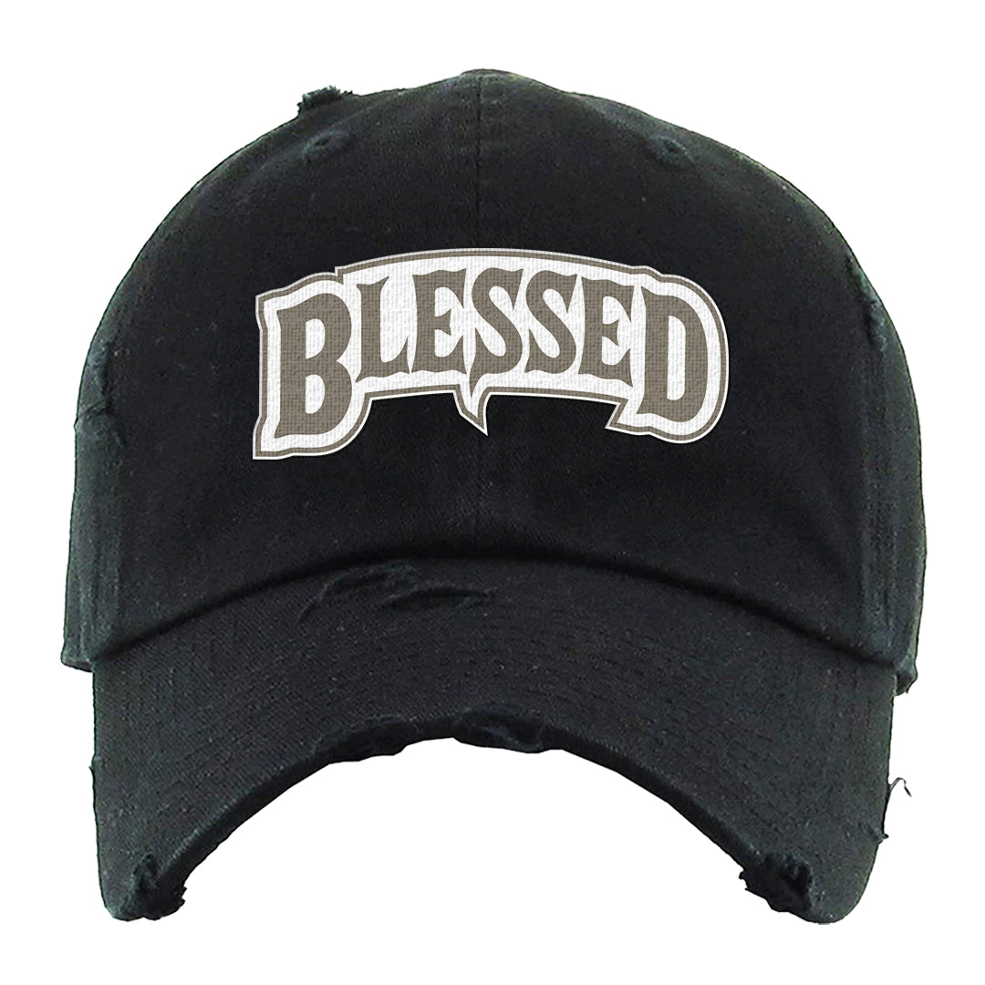 Coconut Milk Low Dunks Distressed Dad Hat | Blessed Arch, Black