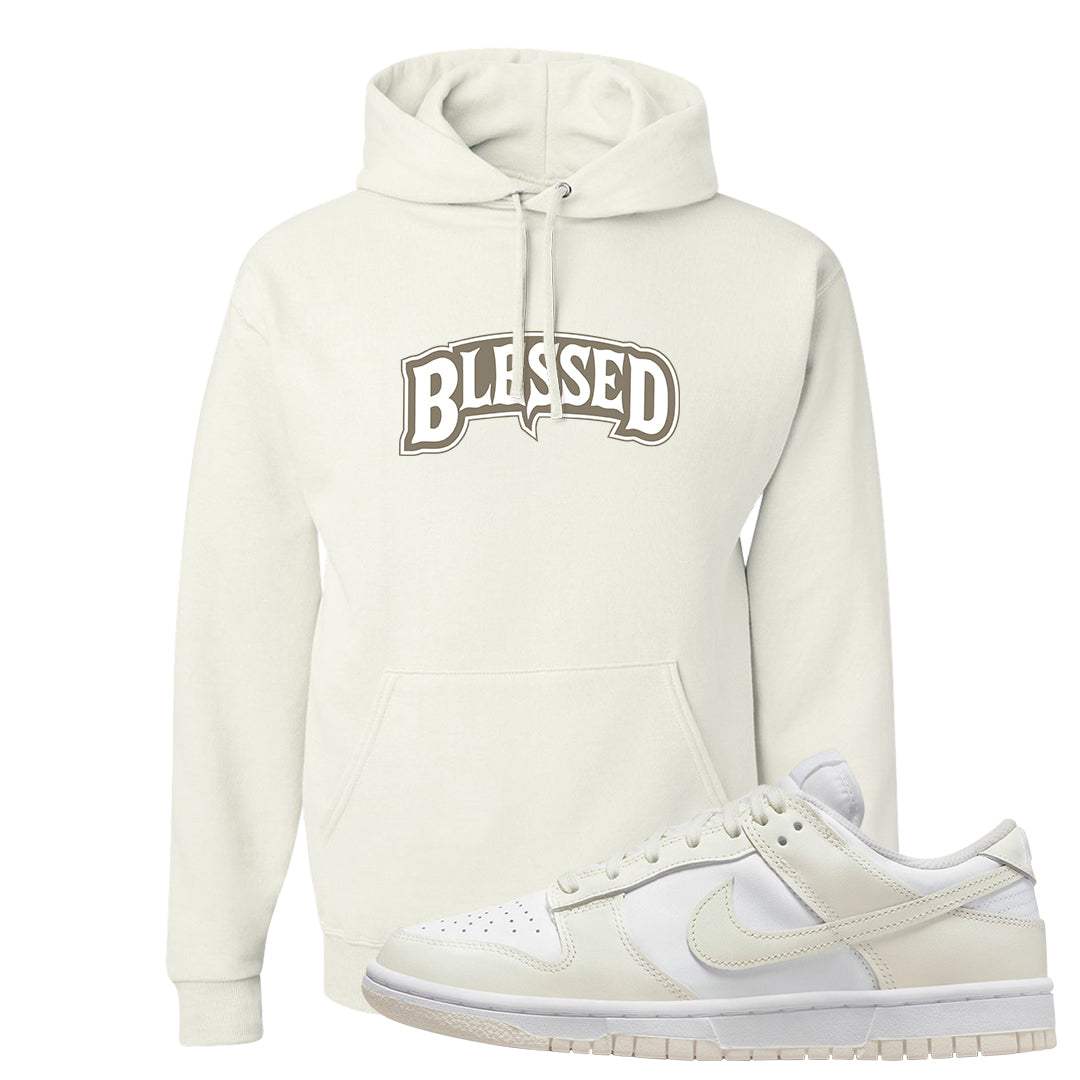 Coconut Milk Low Dunks Hoodie | Blessed Arch, White