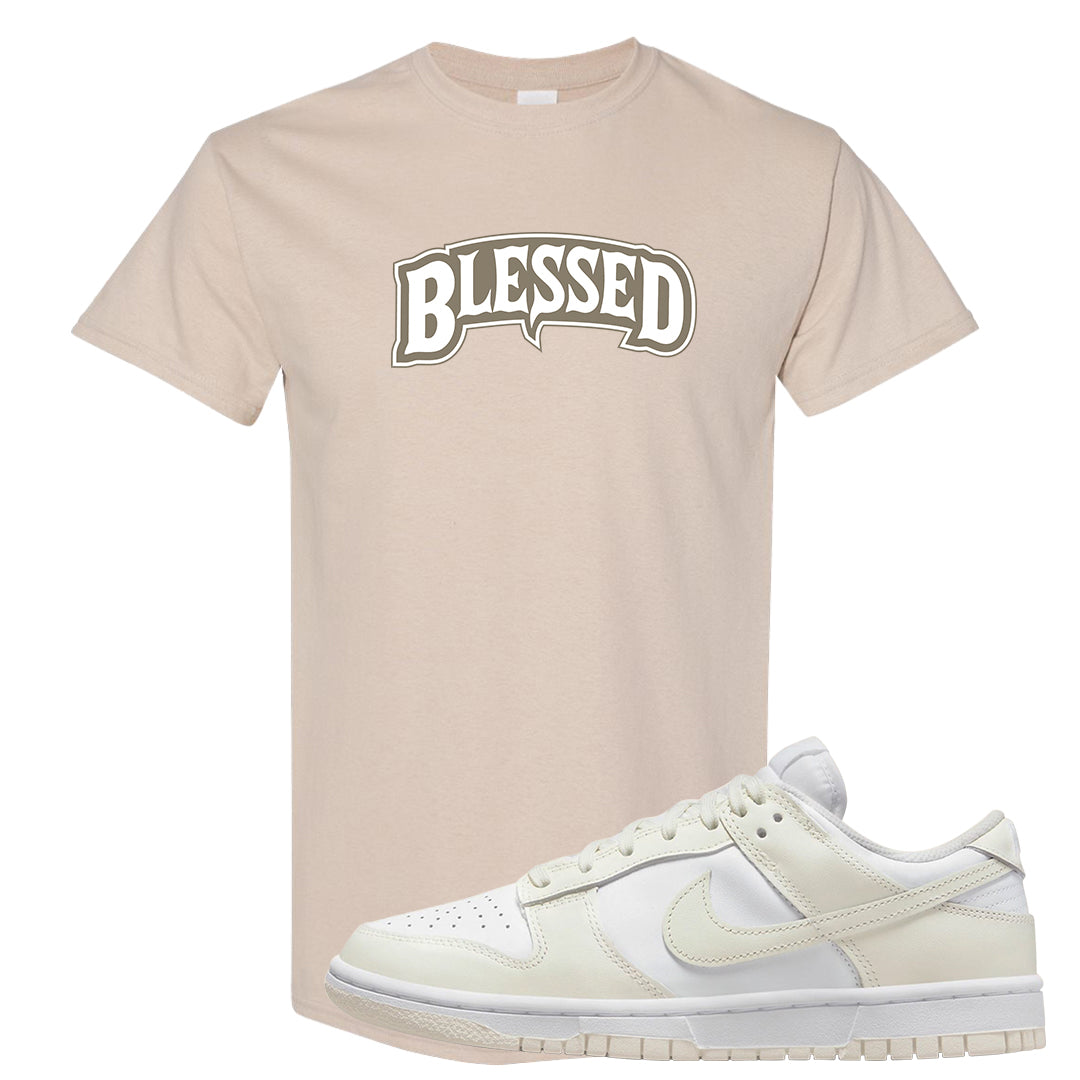 Coconut Milk Low Dunks T Shirt | Blessed Arch, Sand