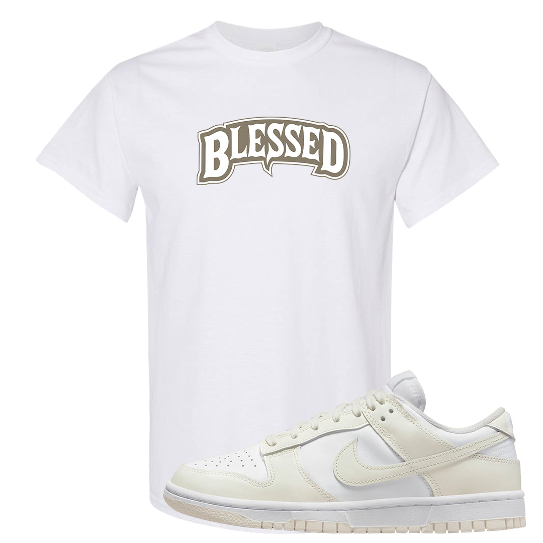 Coconut Milk Low Dunks T Shirt | Blessed Arch, White