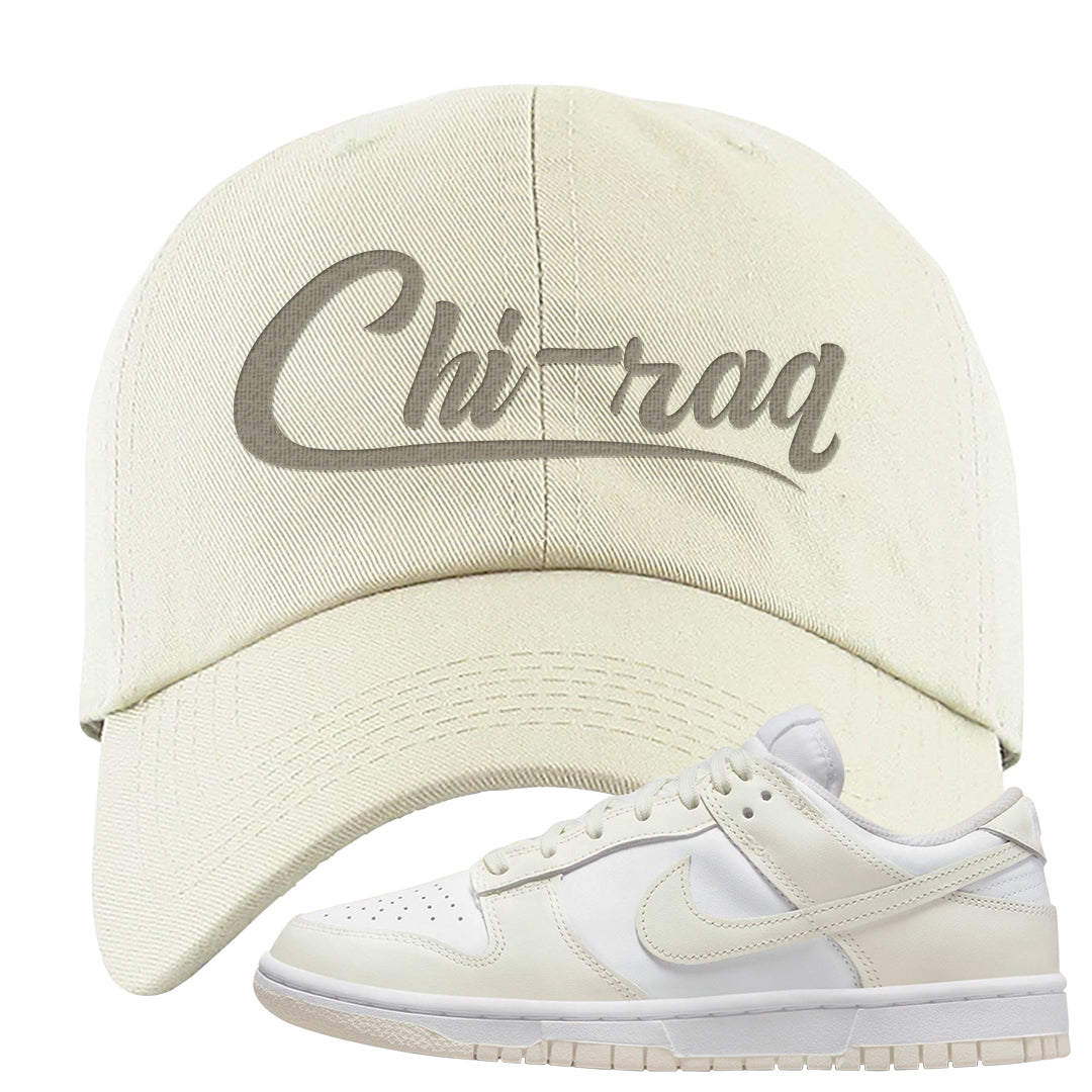Coconut Milk Low Dunks Dad Hat | Chiraq, White