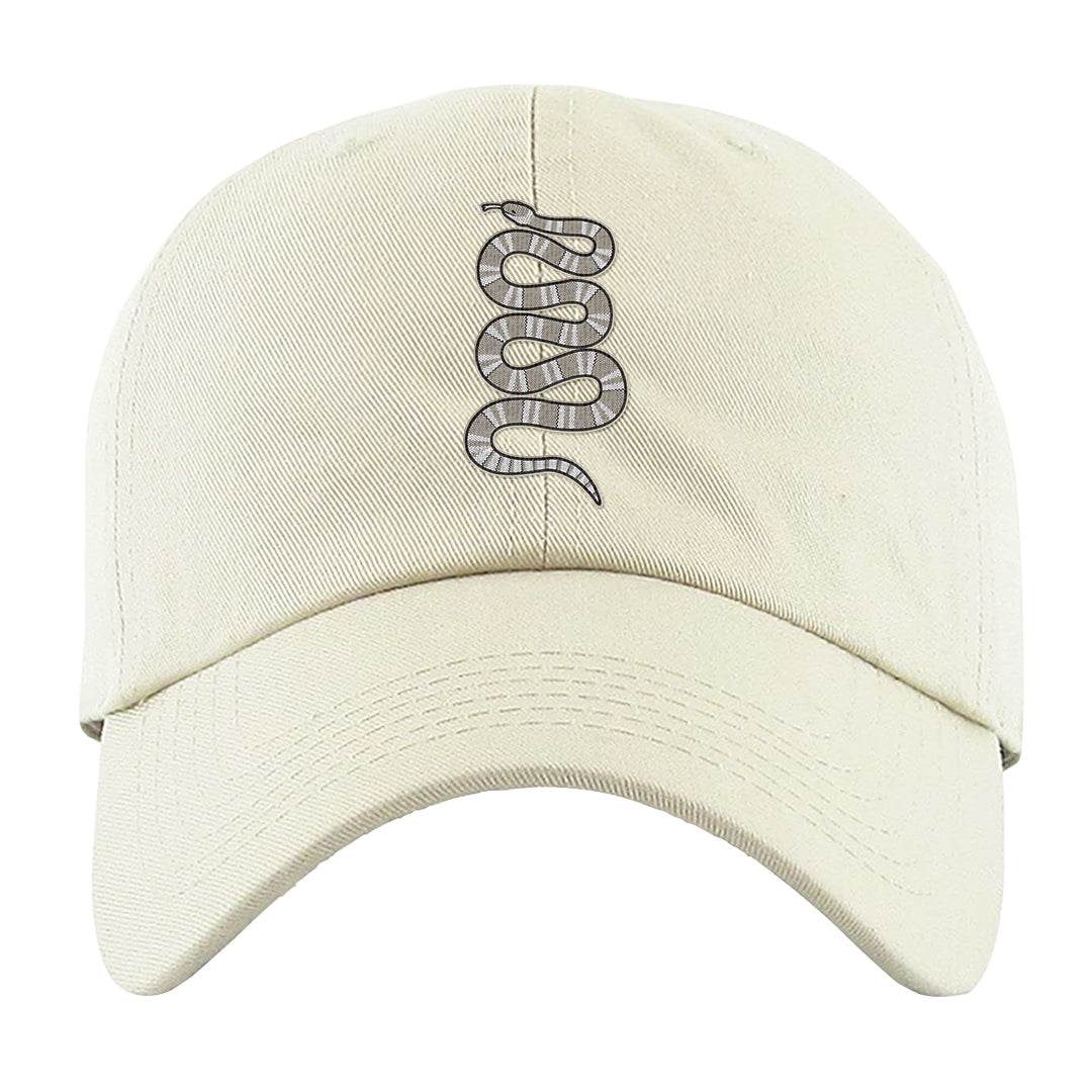 Coconut Milk Low Dunks Dad Hat | Coiled Snake, White
