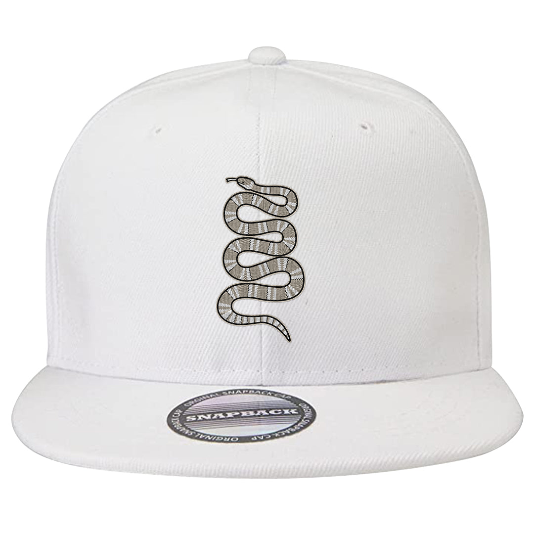 Coconut Milk Low Dunks Snapback Hat | Coiled Snake, White