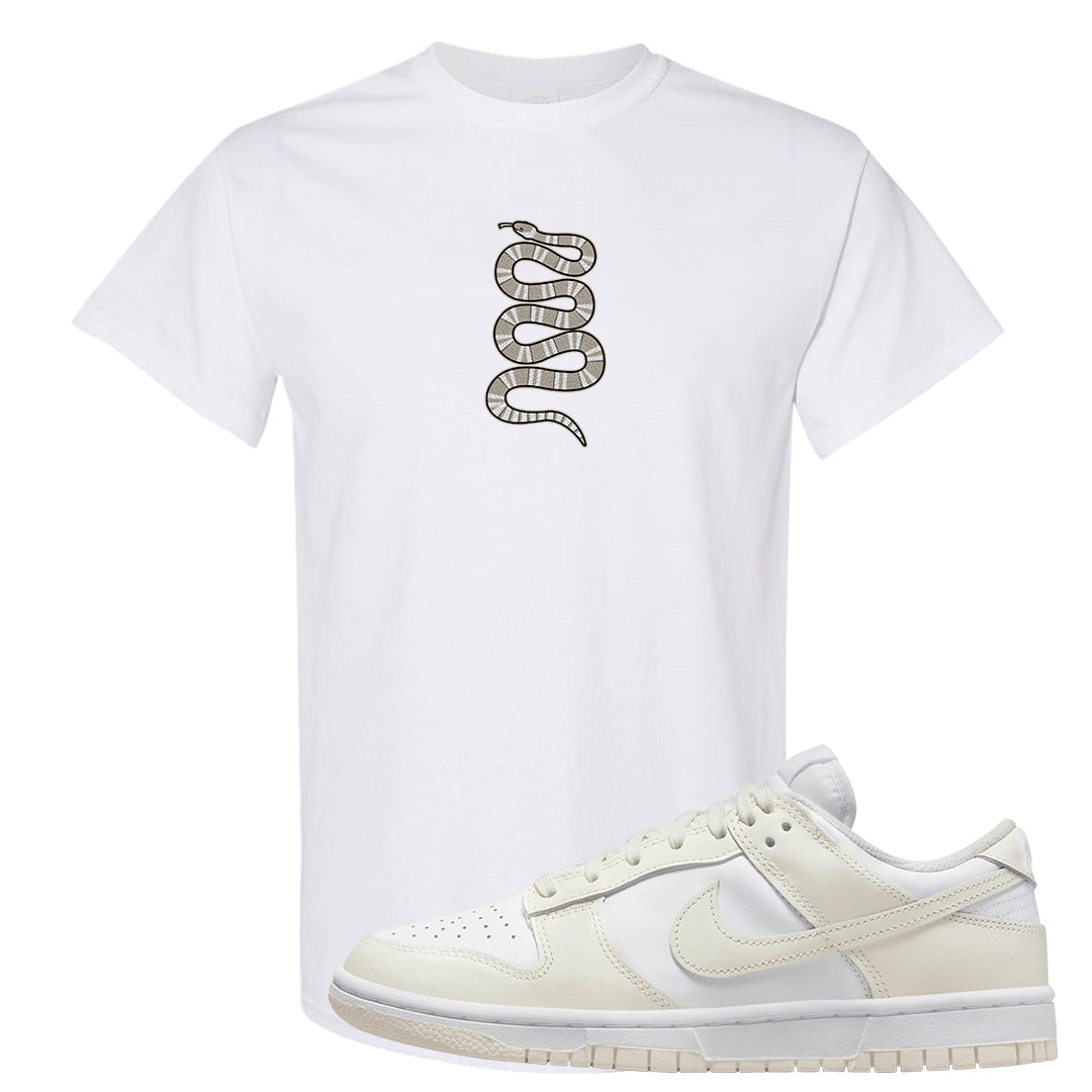 Coconut Milk Low Dunks T Shirt | Coiled Snake, White