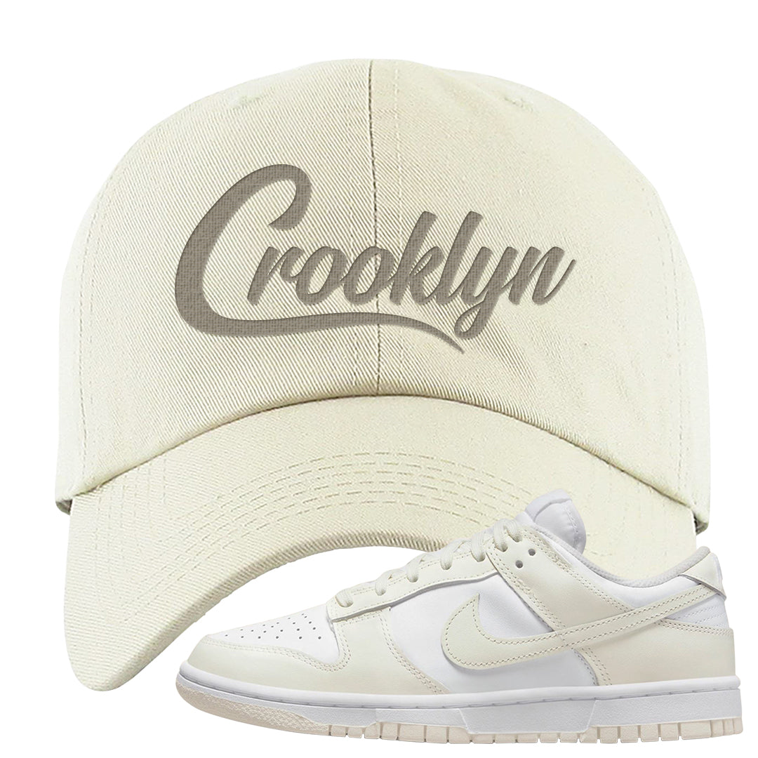 Coconut Milk Low Dunks Dad Hat | Crooklyn, White