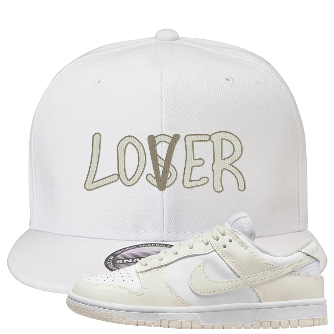 Coconut Milk Low Dunks Snapback Hat | Lover, White