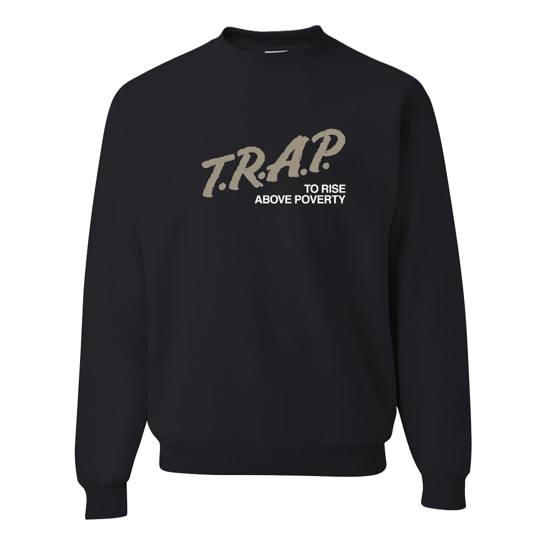 Coconut Milk Low Dunks Crewneck Sweatshirt | Trap To Rise Above Poverty, Black