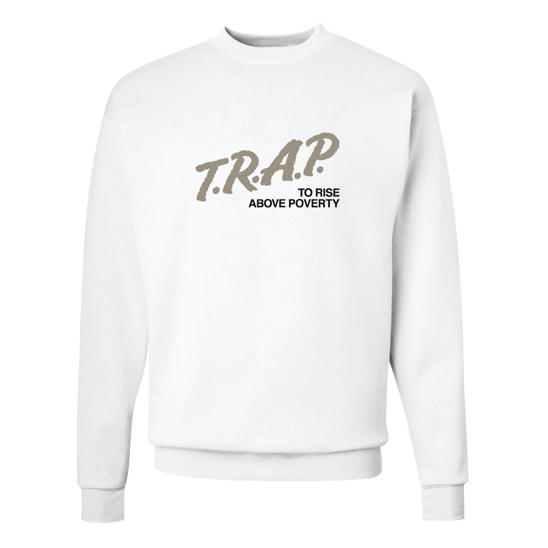 Coconut Milk Low Dunks Crewneck Sweatshirt | Trap To Rise Above Poverty, White