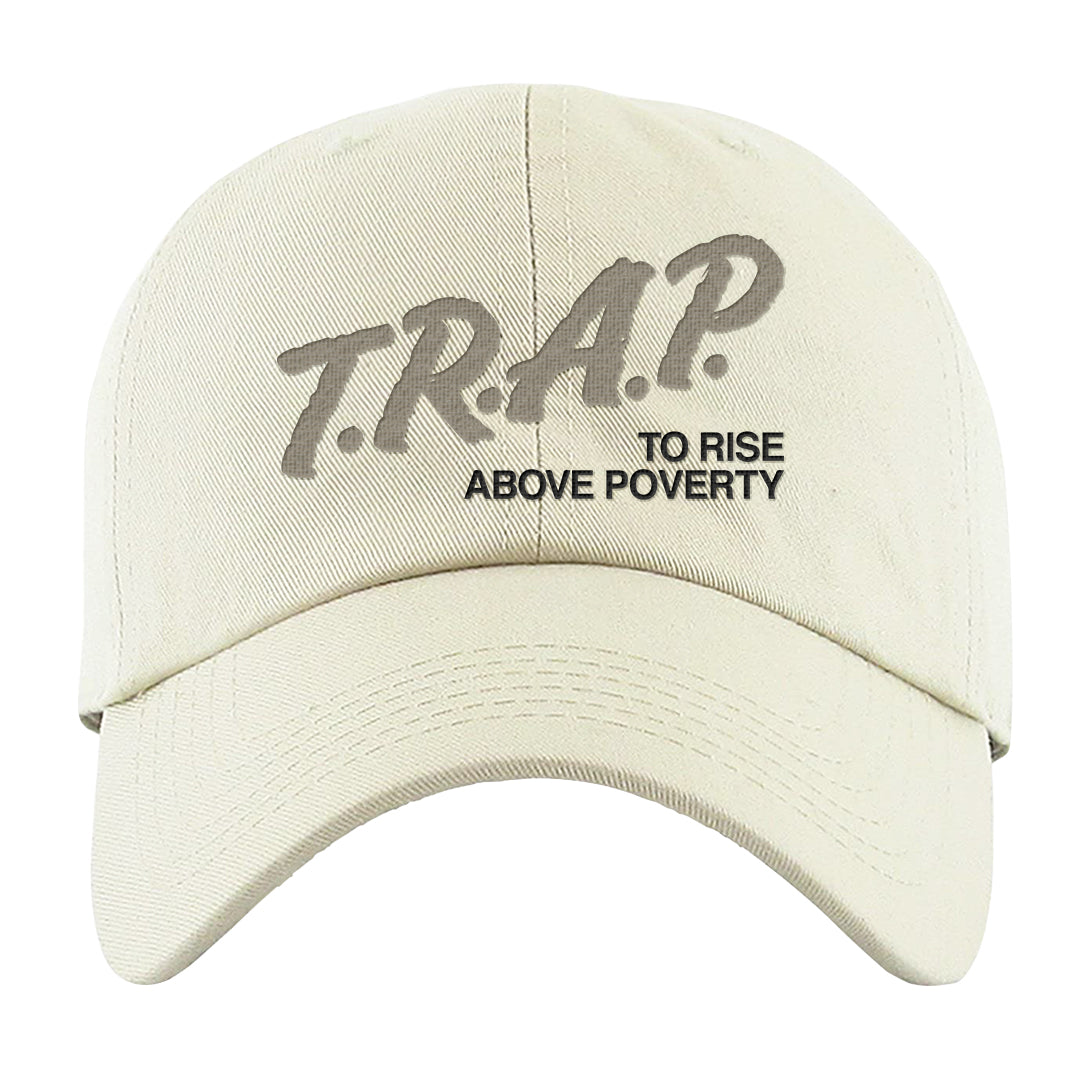 Coconut Milk Low Dunks Dad Hat | Trap To Rise Above Poverty, White