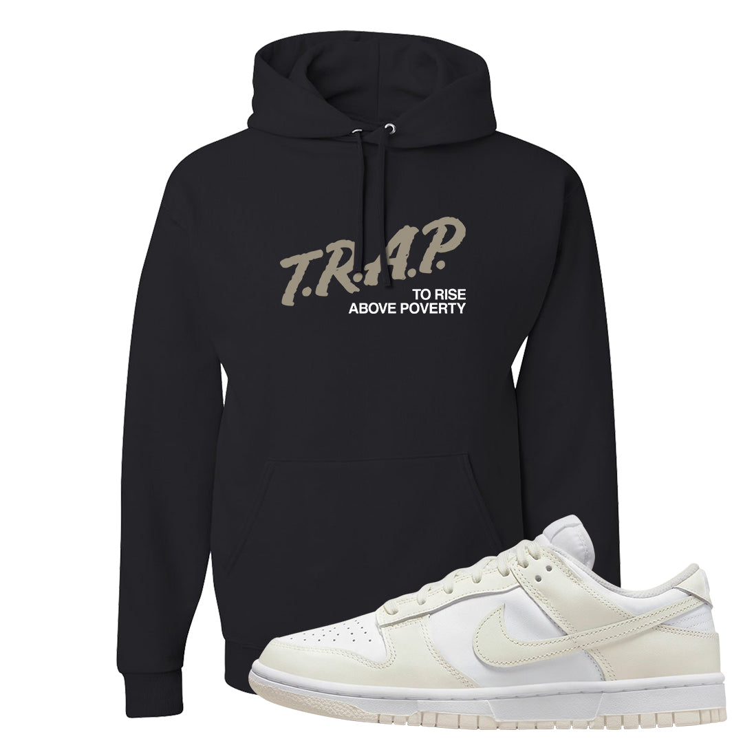 Coconut Milk Low Dunks Hoodie | Trap To Rise Above Poverty, Black