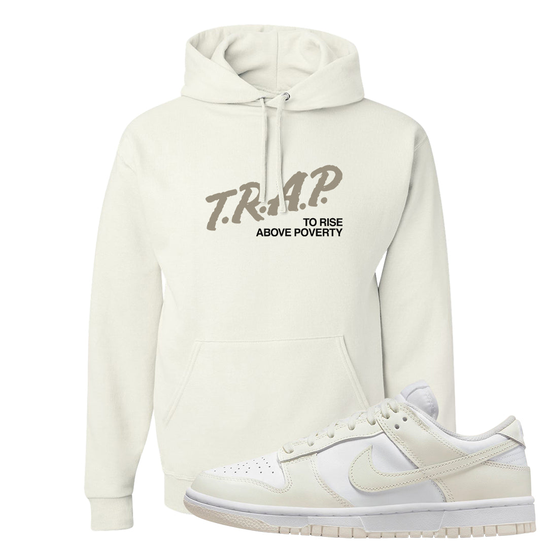 Coconut Milk Low Dunks Hoodie | Trap To Rise Above Poverty, White