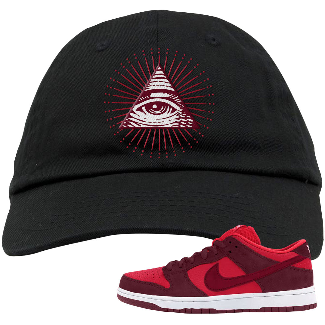 Cherry Low Dunks Dad Hat | All Seeing Eye, Black