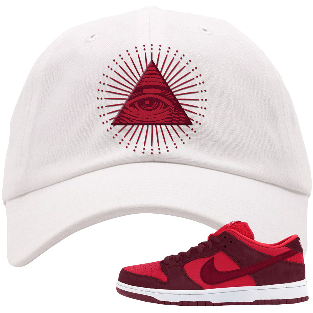 Cherry Low Dunks Dad Hat | All Seeing Eye, White