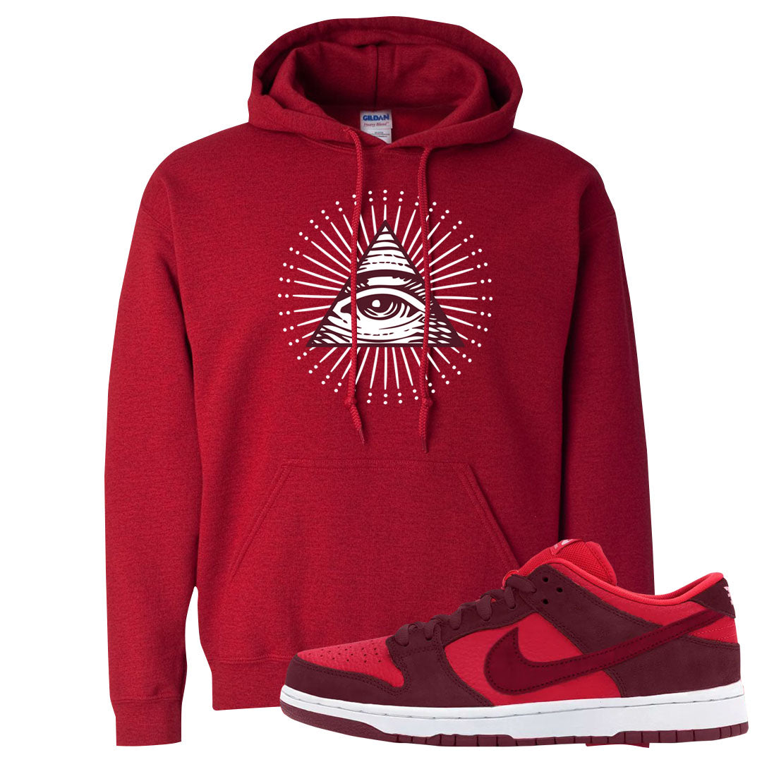 Cherry Low Dunks Hoodie | All Seeing Eye, Red