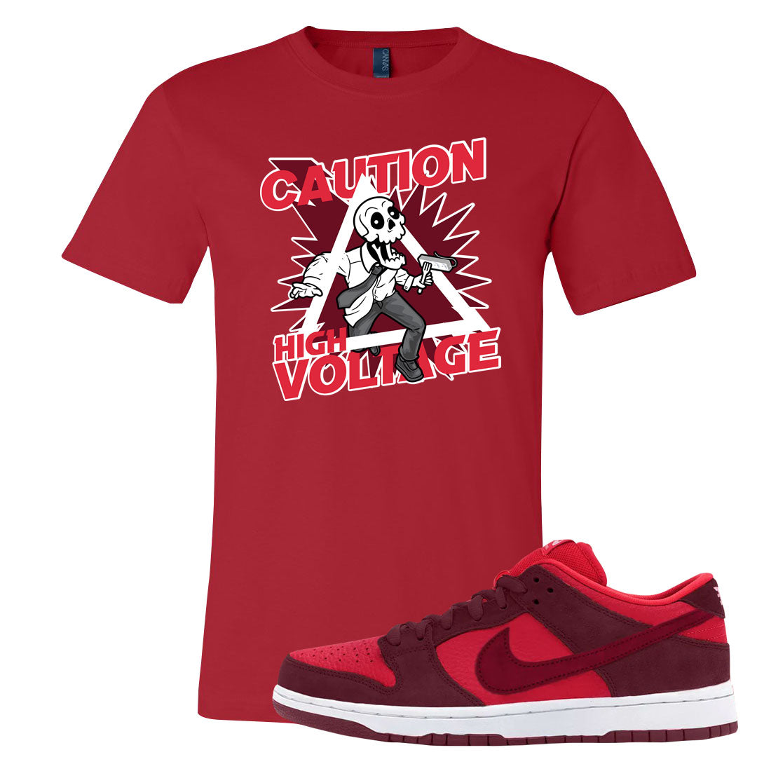 Cherry Low Dunks T Shirt | Caution High Voltage, Red