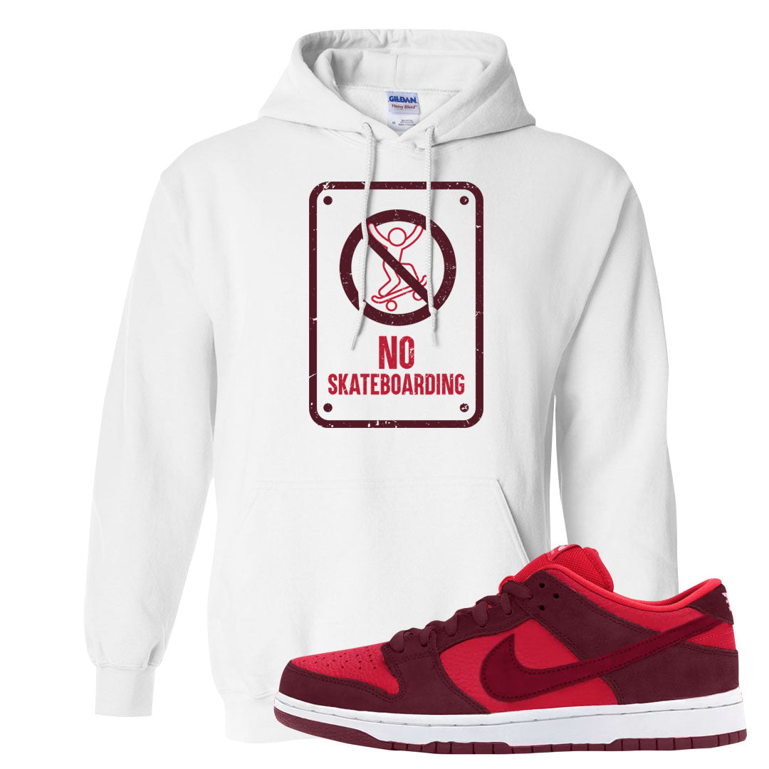 Cherry Low Dunks Hoodie | No Skating Sign, White