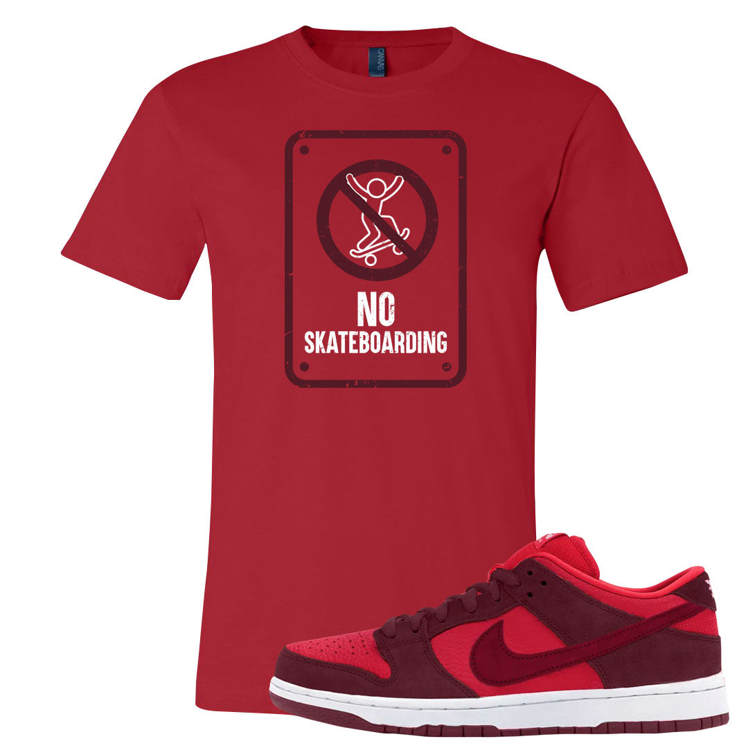 Cherry Low Dunks T Shirt | No Skating Sign, Red