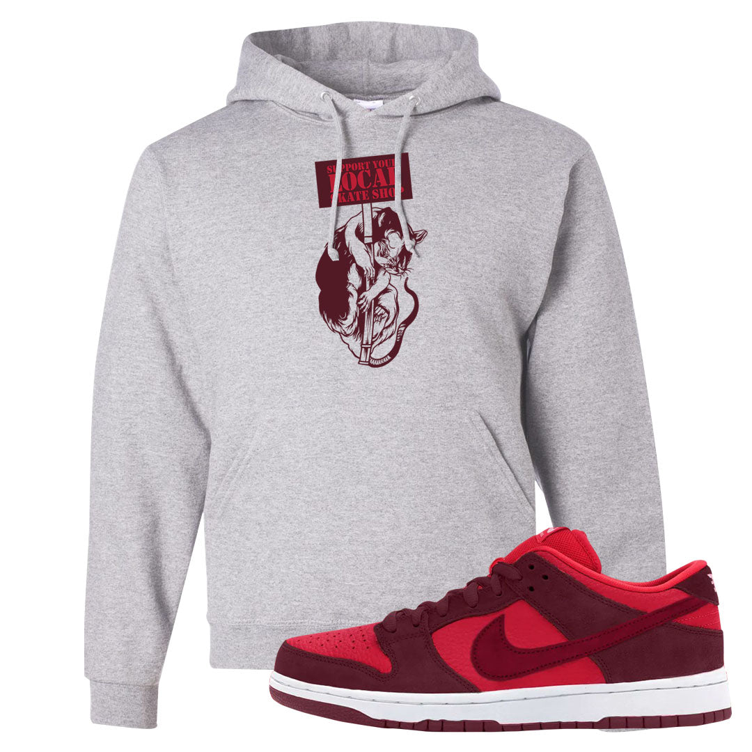 Cherry Low Dunks Hoodie | Support Your Local Skate Shop, Ash