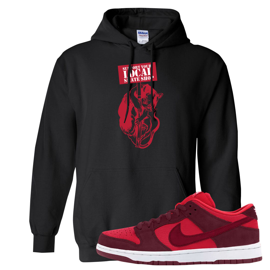 Cherry Low Dunks Hoodie | Support Your Local Skate Shop, Black