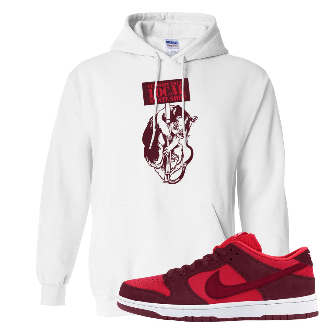 Cherry Low Dunks Hoodie | Support Your Local Skate Shop, White