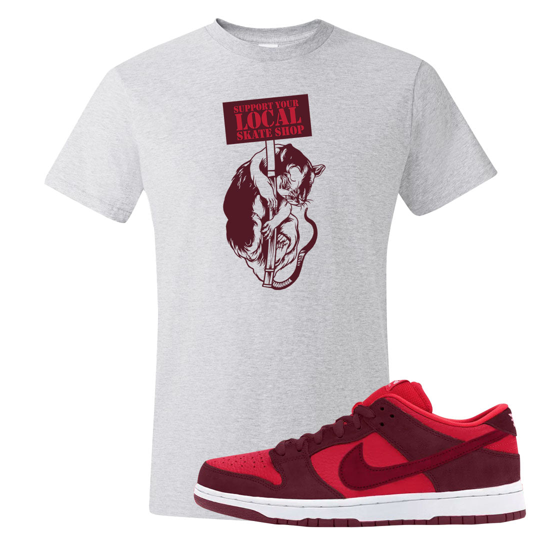 Cherry Low Dunks T Shirt | Support Your Local Skate Shop, Ash