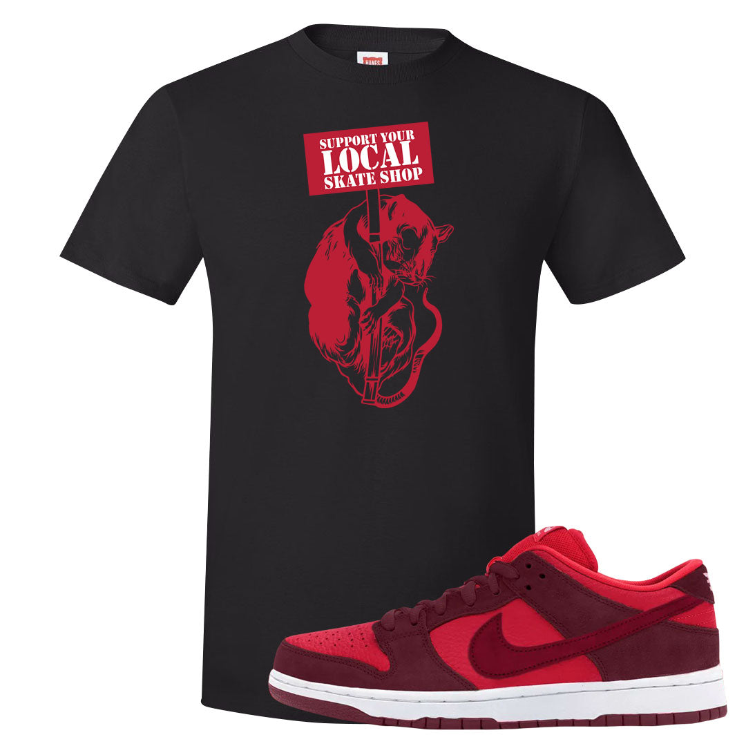Cherry Low Dunks T Shirt | Support Your Local Skate Shop, Black
