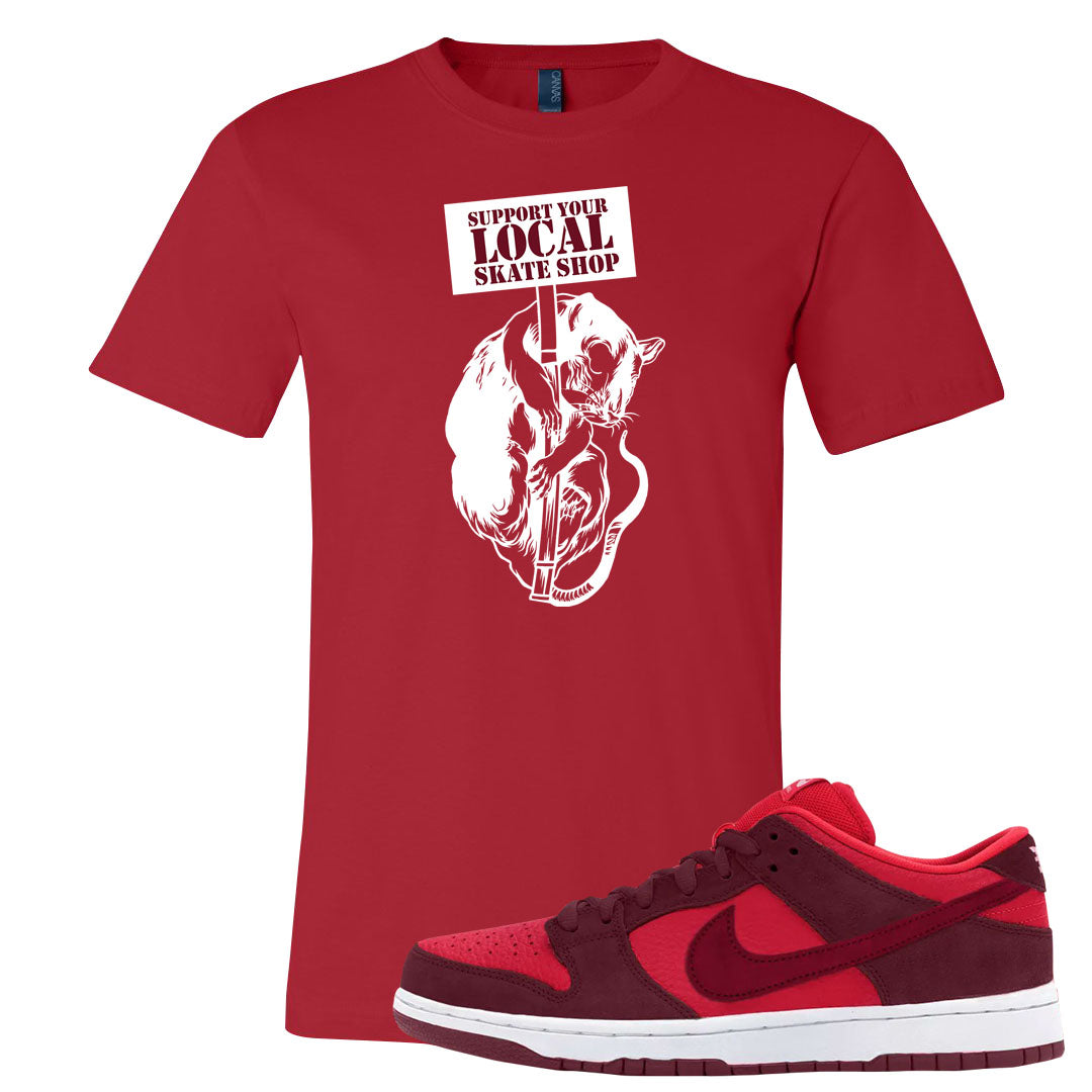 Cherry Low Dunks T Shirt | Support Your Local Skate Shop, Red
