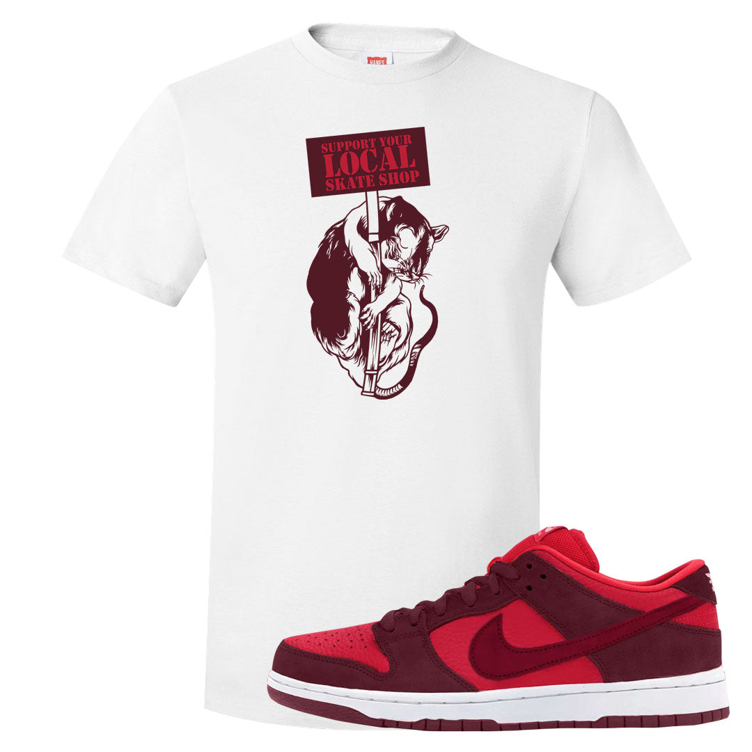 Cherry Low Dunks T Shirt | Support Your Local Skate Shop, White