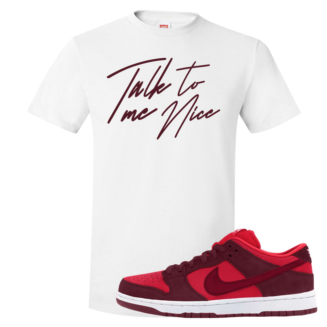 Cherry Low Dunks T Shirt | Talk To Me Nice, White
