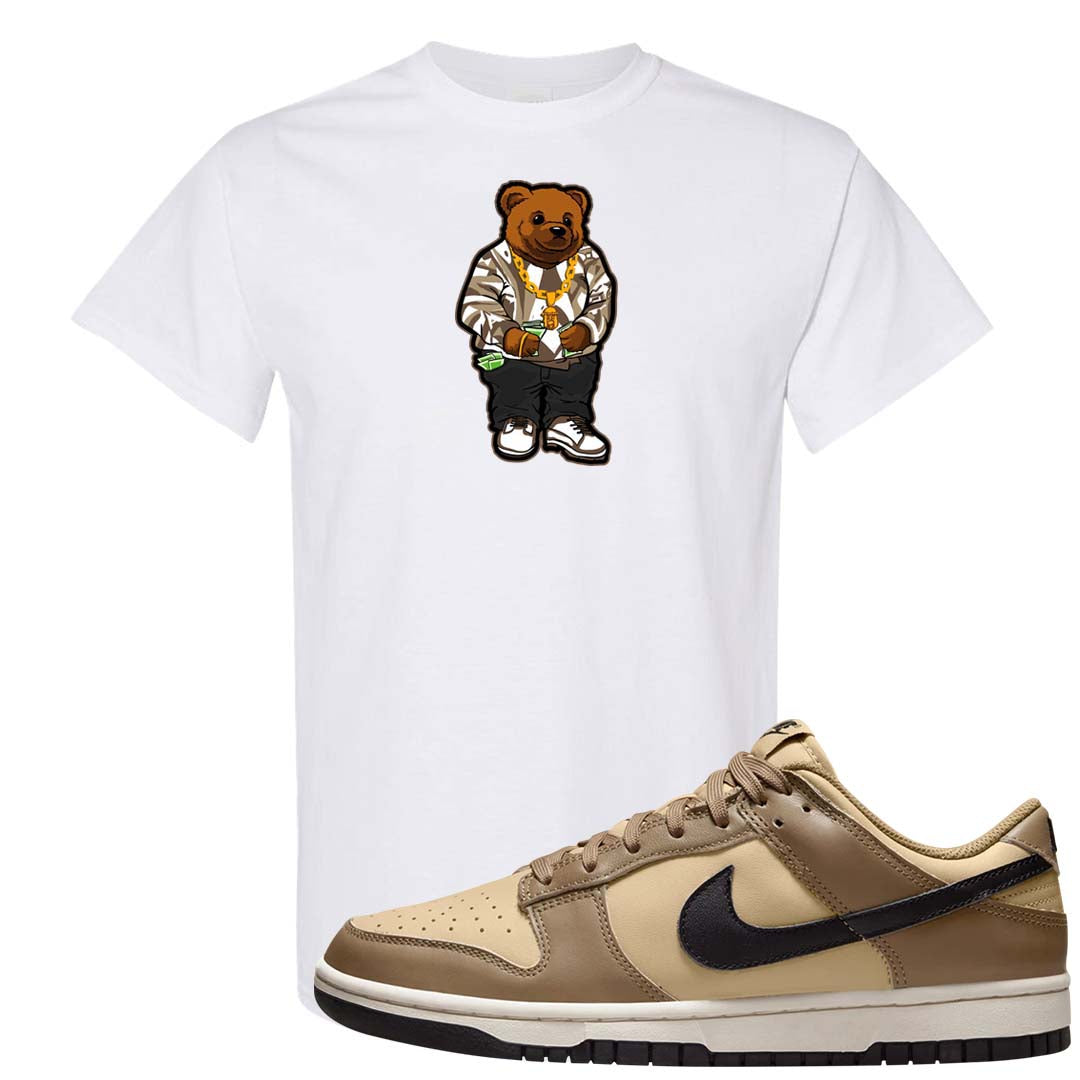 Dark Driftwood Low Dunks T Shirt | Sweater Bear, White