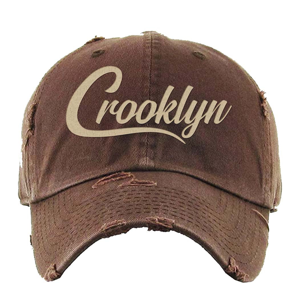 Dark Driftwood Low Dunks Distressed Dad Hat | Crooklyn, Brown