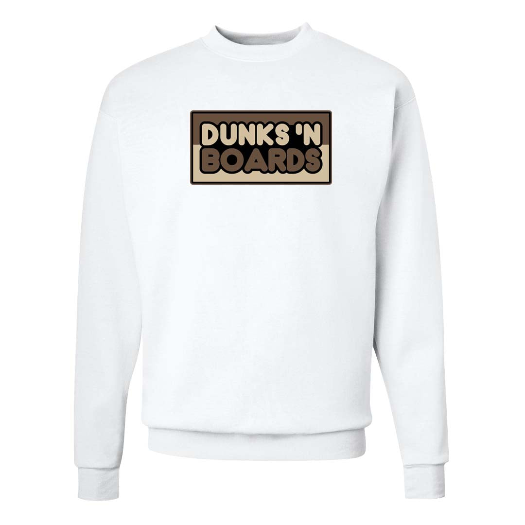 Dark Driftwood Low Dunks Crewneck Sweatshirt | Dunks N Boards, White