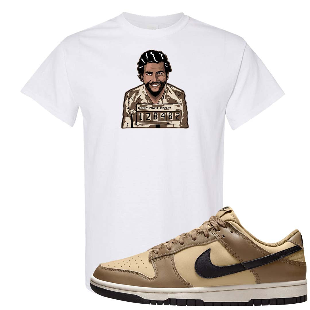 Dark Driftwood Low Dunks T Shirt | Escobar Illustration, White