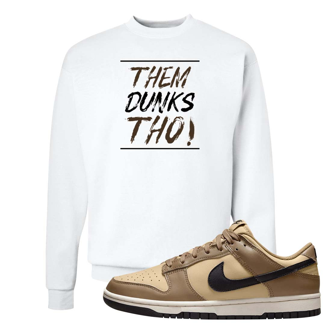 Dark Driftwood Low Dunks Crewneck Sweatshirt | Them Dunks Tho, White