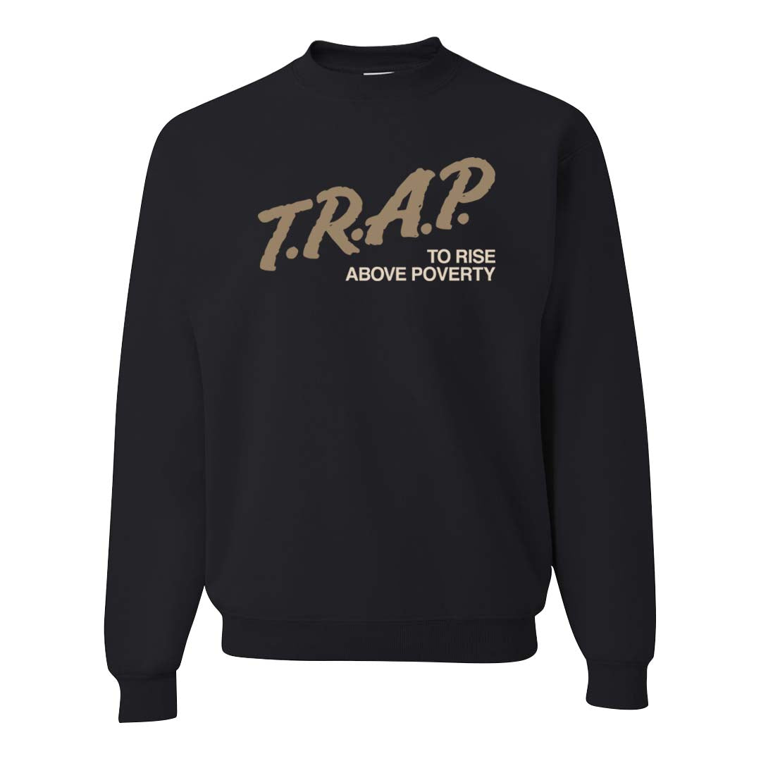 Dark Driftwood Low Dunks Crewneck Sweatshirt | Trap To Rise Above Poverty, Black