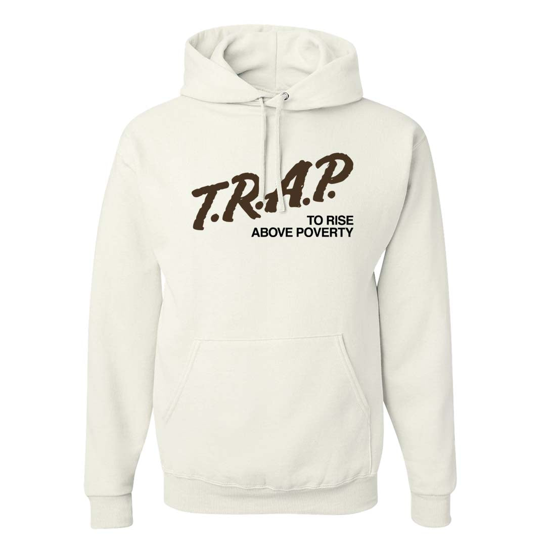 Dark Driftwood Low Dunks Hoodie | Trap To Rise Above Poverty, White