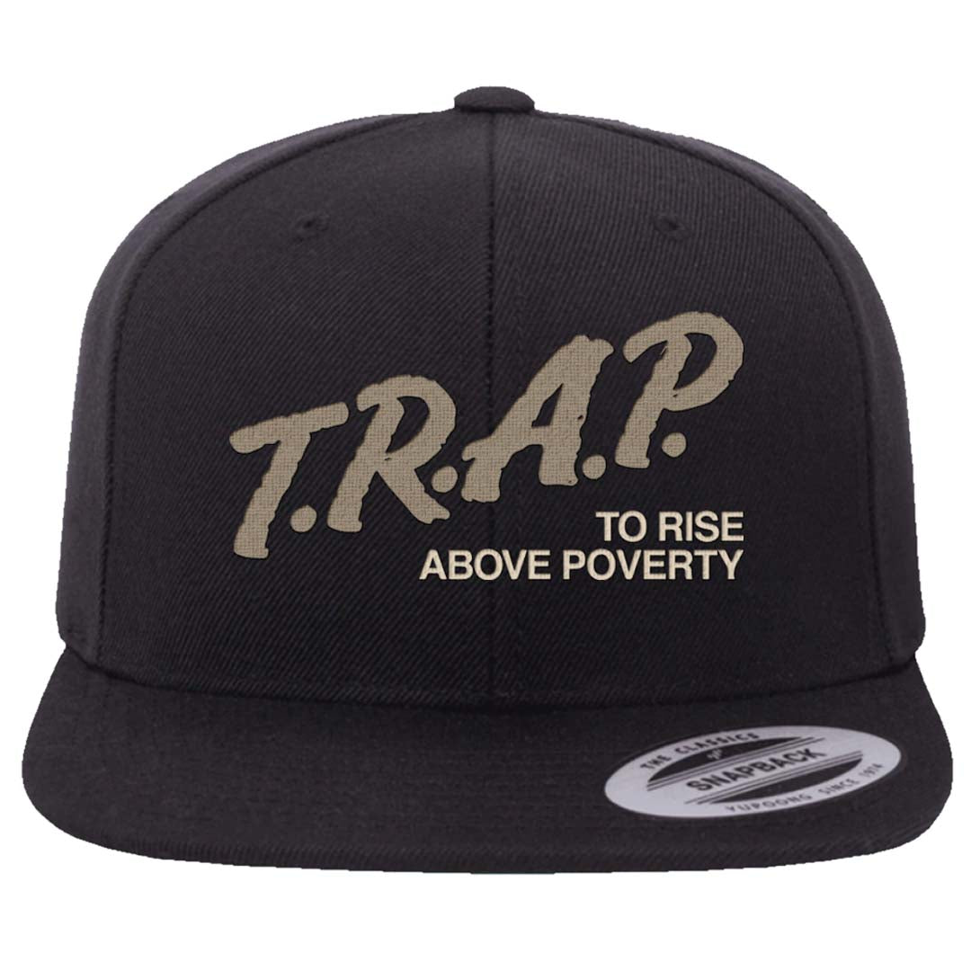 Dark Driftwood Low Dunks Snapback Hat | Trap To Rise Above Poverty, Black