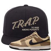 Dark Driftwood Low Dunks Snapback Hat | Trap To Rise Above Poverty, Black