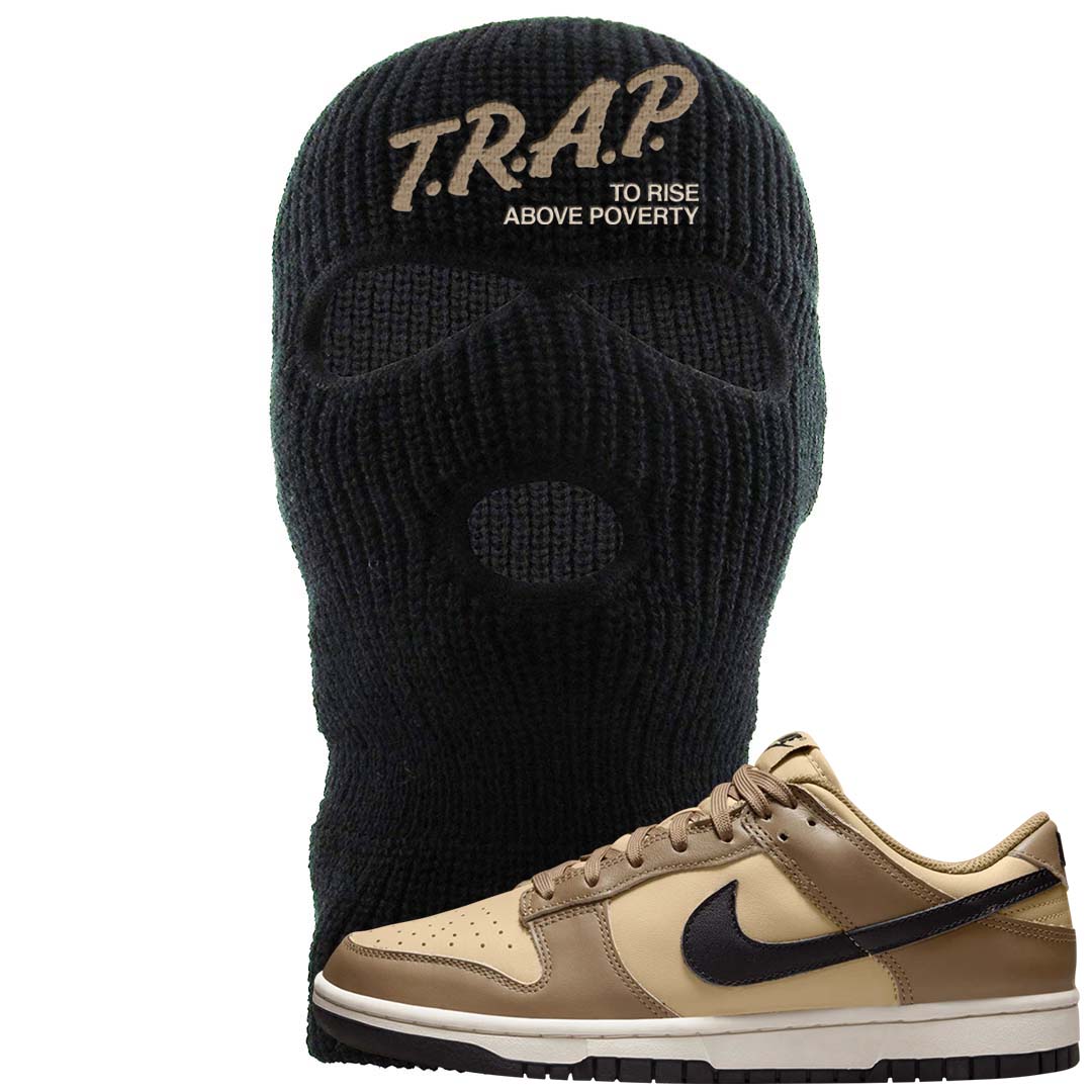 Dark Driftwood Low Dunks Ski Mask | Trap To Rise Above Poverty, Black