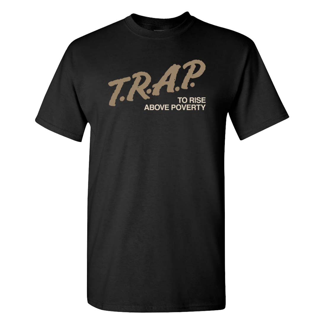 Dark Driftwood Low Dunks T Shirt | Trap To Rise Above Poverty, Black