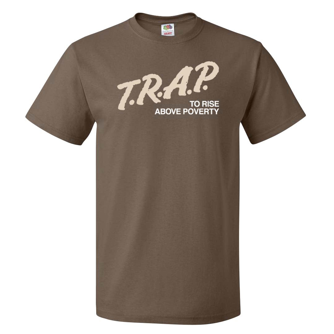 Dark Driftwood Low Dunks T Shirt | Trap To Rise Above Poverty, Chocolate