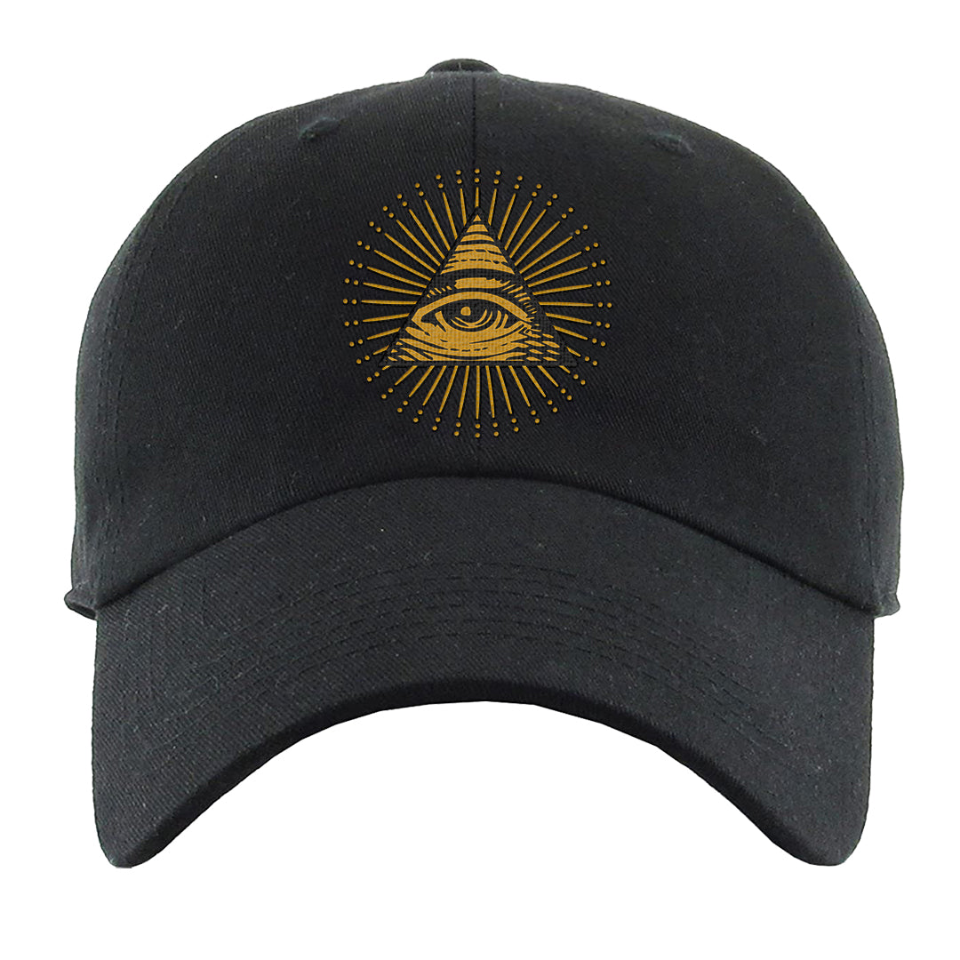 Gold Suede Low Dunks Dad Hat | All Seeing Eye, Black
