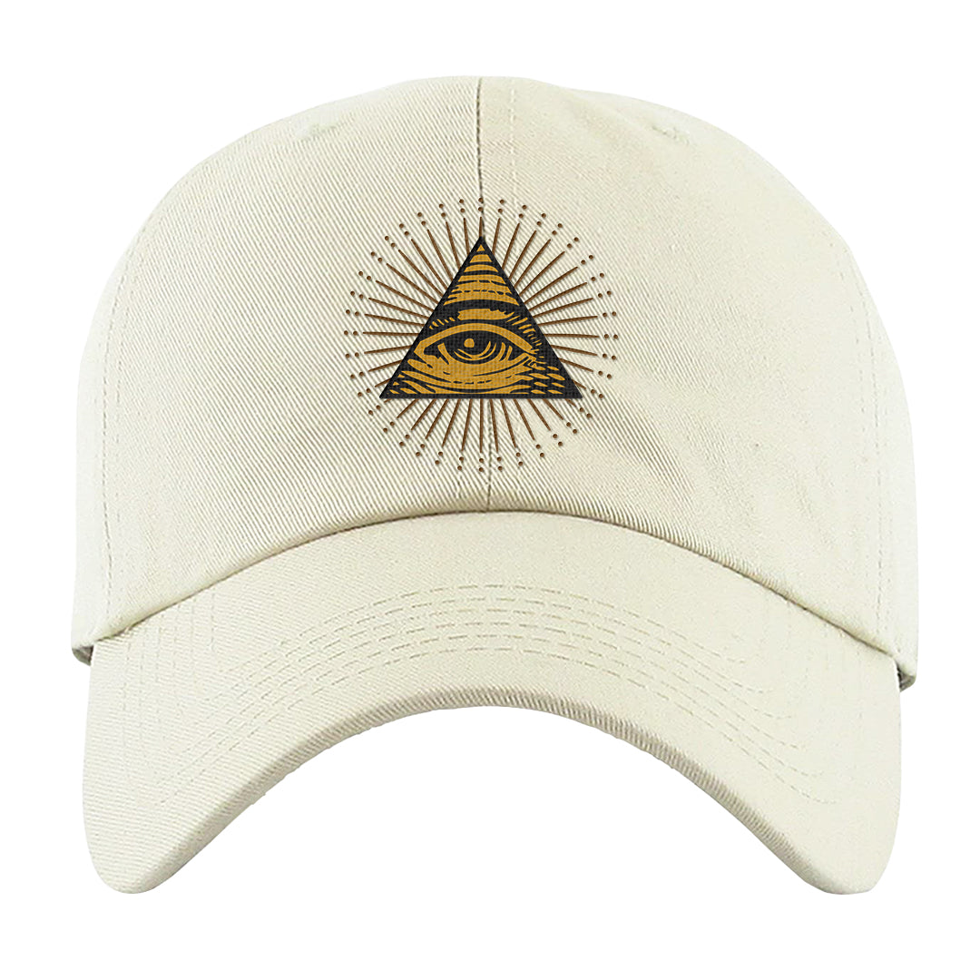 Gold Suede Low Dunks Dad Hat | All Seeing Eye, White