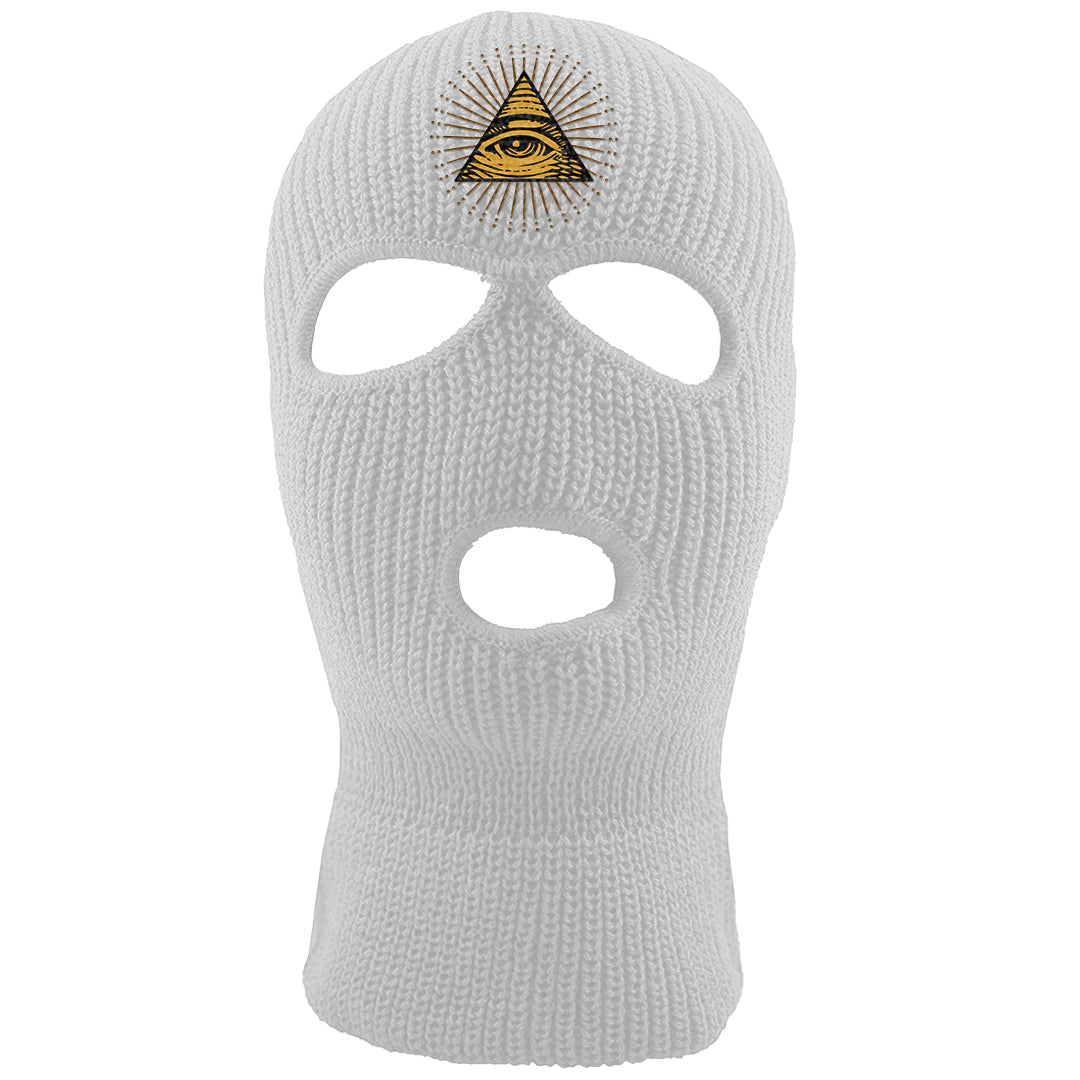 Gold Suede Low Dunks Ski Mask | All Seeing Eye, White